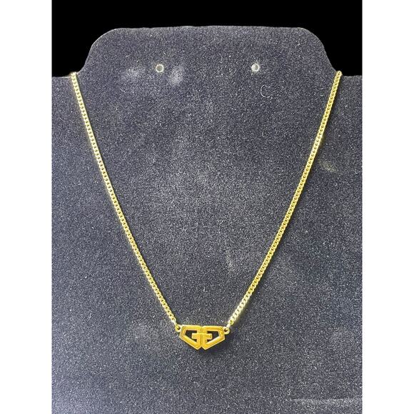 Vintage 1979 Givenchy Gold Plated GG Logo Necklace 15.5 in Women Jewelry COA - Picture 7 of 7